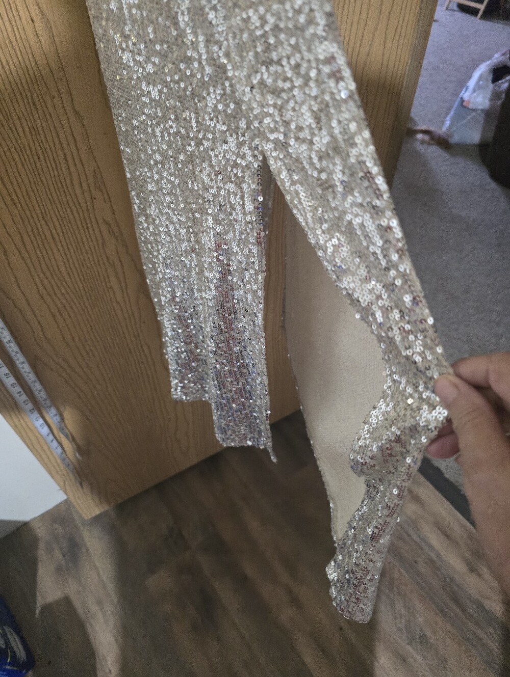 Nwt. Silver Sequin Slip Maxi Dress - Women - Picture 4 of 5
